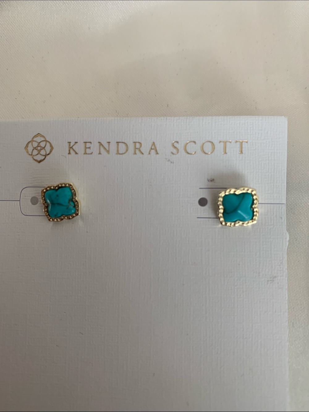 Kendra Scott Turquoise Gemstone Gold Frame Stud Earrings
